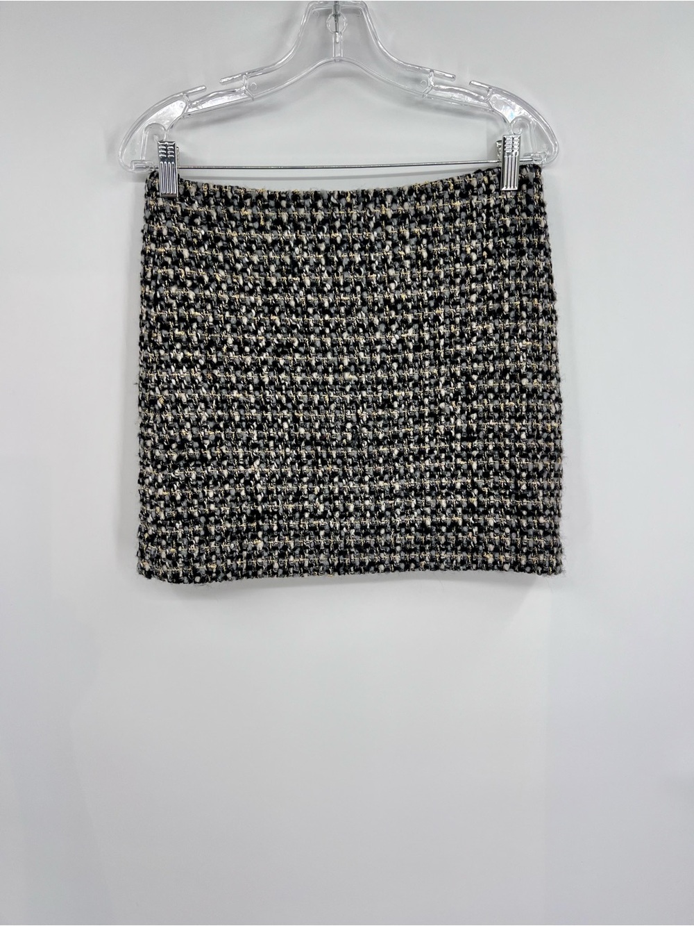 J. Crew Classic Black, White and gold Tweed Mini Skirt wool 2